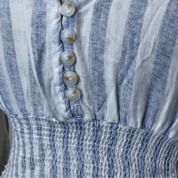 The Cove Long Flare Sleeve Striped Cropped Women's Top Blue White Small - Picture 5 of 13